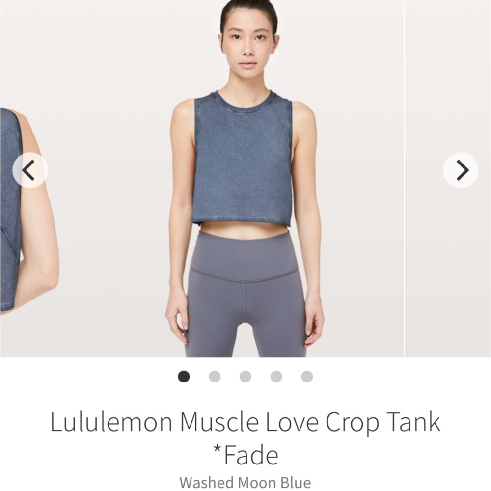 Lululemon muscle love crop tank 6 washed blue moon